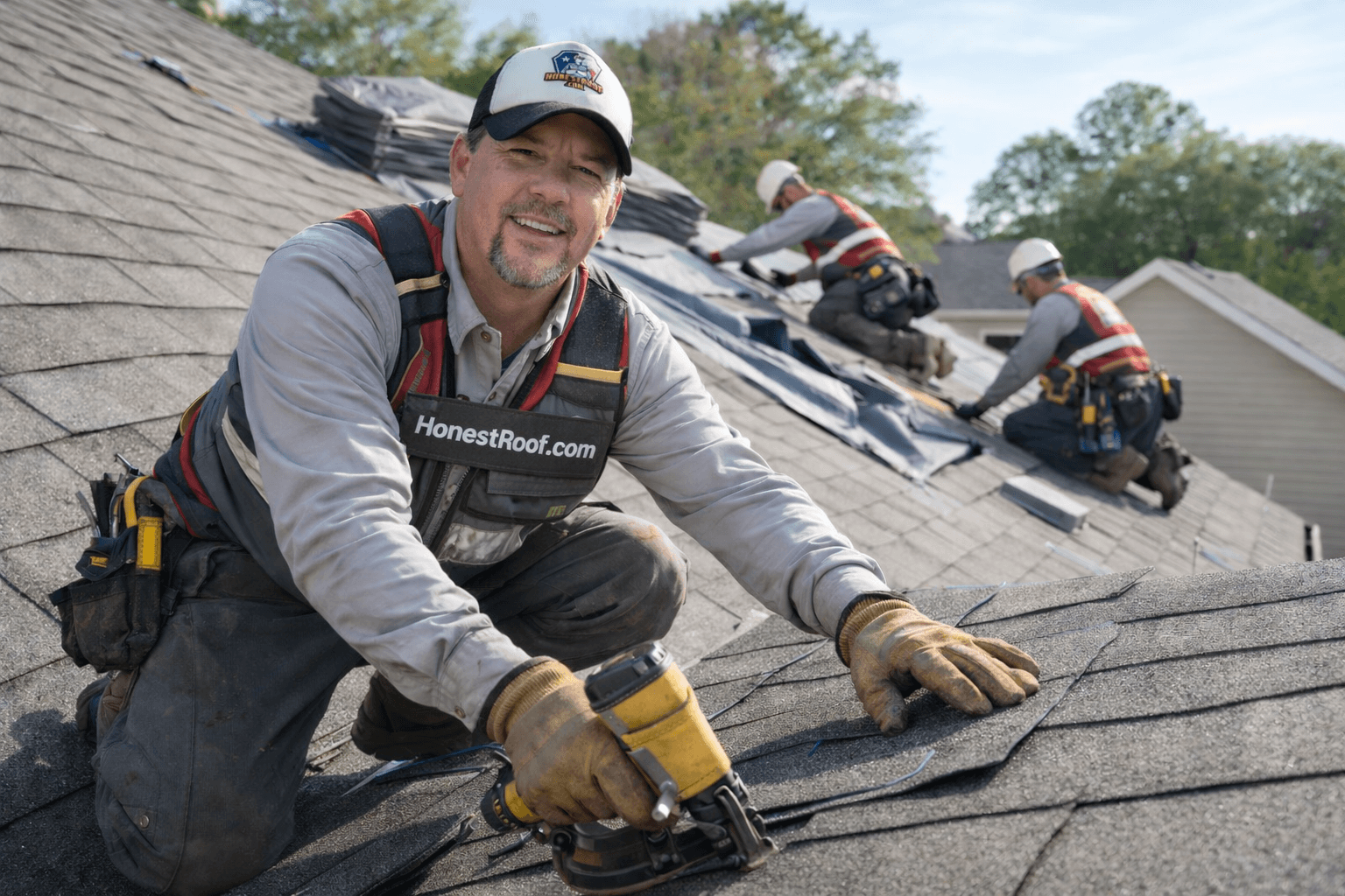 Dennis and crew restoring a roof